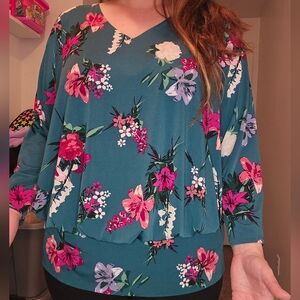 Floral Teal Women's Top